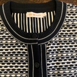 Tory Burch Black and White Cardigan.  Size Large.  Never worn.